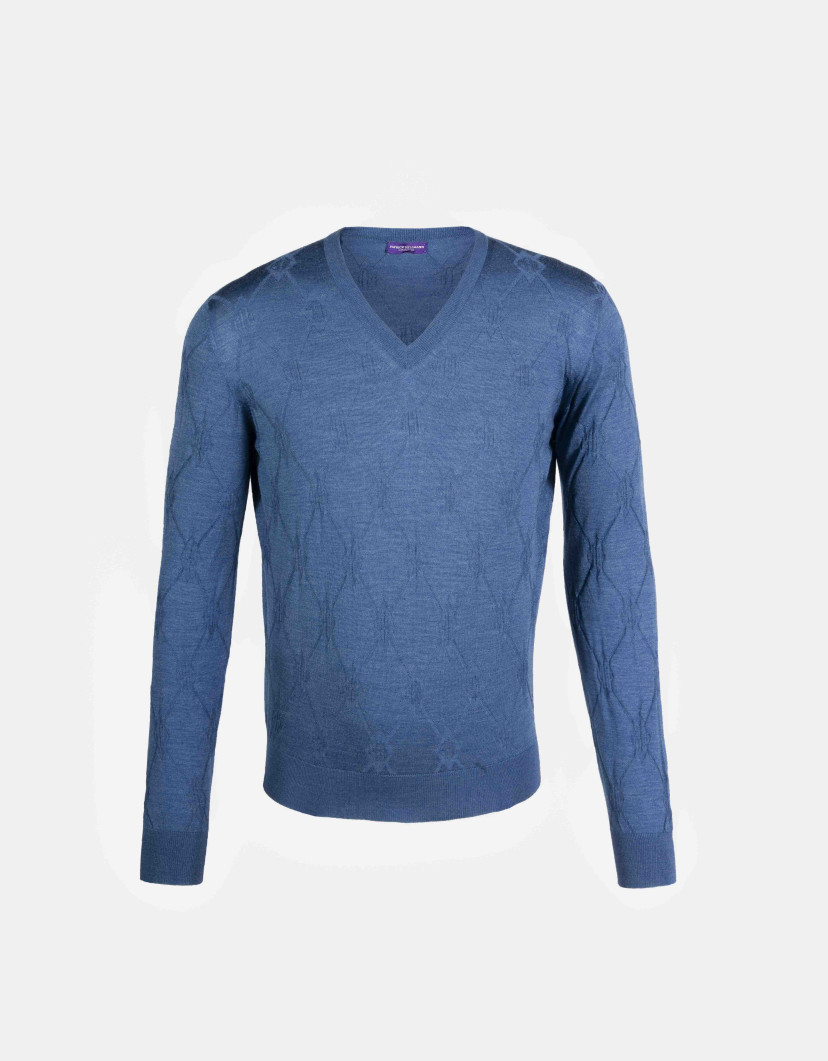 Patrick Hellmann Collection Denim Blue Pullover V-Neck image